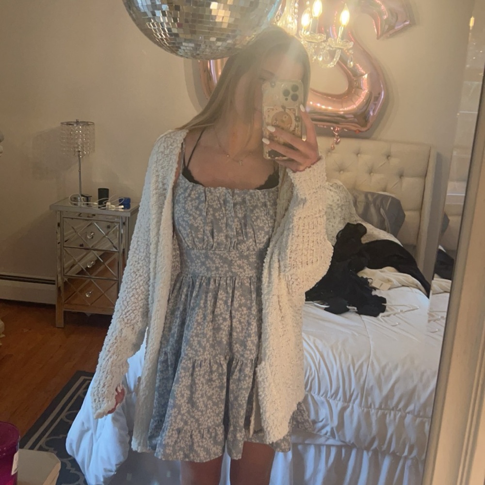 Blue and white dress